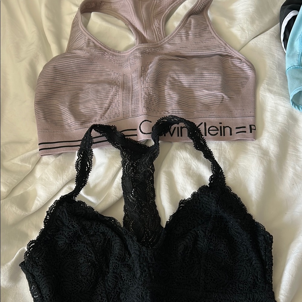 Calvin Klein, Puma, black lace and green sports bra all sized extra small to sm.